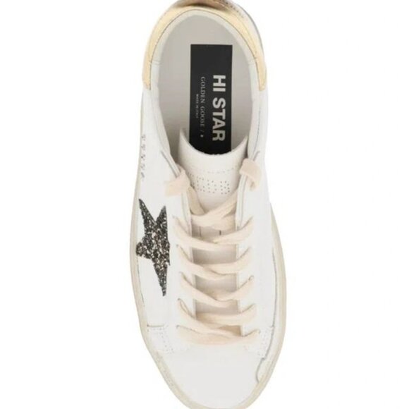 NWT Golden Goose High Star Sneakers in Silver Glitter - Picture 8 of 12